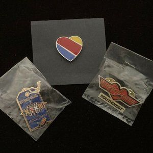 Southwest Airlines (3) Vintage Employee Lapel Pins  ~ Rare ~